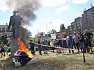 Protestn prvod zamstnanc Liberty Ostrava, ke ktermu vyzvaly odbory, se...