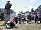 Protestn prvod zamstnanc Liberty Ostrava, ke ktermu vyzvaly odbory, se...