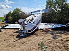 Nouzov pistn letadla Cesna v Bartoovicch. (9. srpna 2024)