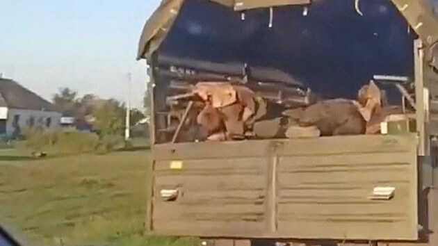 Ukrajinsk� jednotky u vesnice Ok�jabrskoje v Kursk� oblasti rozst��lely rusk� vojensk� konvoj. (8. srpna 2024)