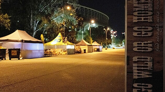 Pohled na stadion Ernsta Happela ve Vdni, kde se chystal koncert zpvaky Talyor Swift a kter byl po hrozb teroristickho toku zruen. (8. srpna 2024)