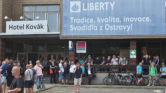 Protestn prvod zamstnanc Liberty Ostrava, ke ktermu vyzvaly odbory, se konal 6. srpna 2024 v Ostrav.