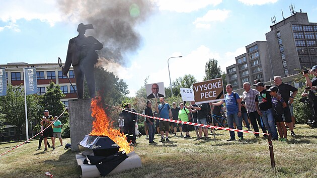 Protestn prvod zamstnanc Liberty Ostrava, ke ktermu vyzvaly odbory, se konal 6. srpna 2024 v Ostrav.