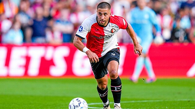 esk reprezentant Ondej Lingr v dresu Feyenoordu proti Monaku.