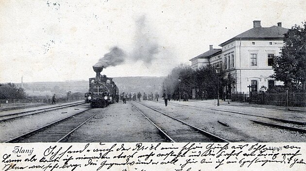 Stanice Slan na dobov pohlednici