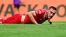 Pardubický Jan Kalabika v utkání s eskými Budjovicemi.