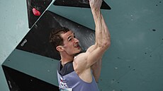Adam Ondra během finále ve sportovním lezení. (9. srpna 2024)