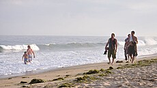 Plá� Misquamicut v americkém stát� Rhode Island (26. února 2011)