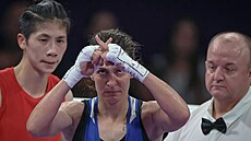 Gesto bulharské boxerky Sv�tlany Kamenovové Stanevové po proh�e s Lin Jü-tching.