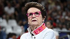 Billie Jean Kingová na zápase amerických volejbalistek.