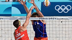 David Schweiner sme�uje v utkání s nizozemským párem.