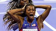Amerianka Gabrielle Thomasová pidala v Paíi v bhu na 200 metr k bronzu z...