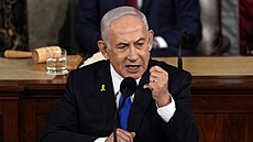 Izraelský premiér Benjamin Netanjahu během vystoupení v americkém Kongresu (24....