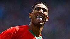 Araf Hakimí z Maroka se raduje.