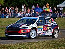 Erik Cais a Igor Bacigal bhem rychlostn zkouky na Barum Czech rallye Zln.