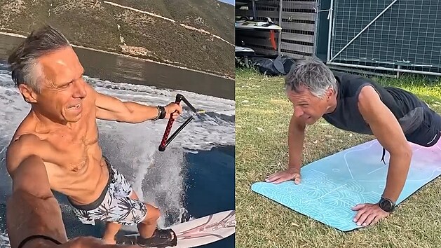 Janek Ledecký ve videu, které pro něj sestřihala jeho dcera Ester, předvedl, že je ve skvělé kondici.
