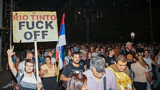 Protesty proti t�b� lithia v B�lehradu (10. srpna 2024)