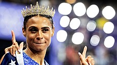 Sydney McLaughlinová-Levroneová (USA) na OH 2024 v Pa�í�i slaví zlato po závod�...
