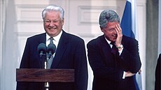 V roce 1995 Jelcin při návštěvě USA vystoupil na tiskové konferenci. Novinářům...