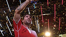 Kanoista Martin Fuksa slaví olympijský úsp�ch.