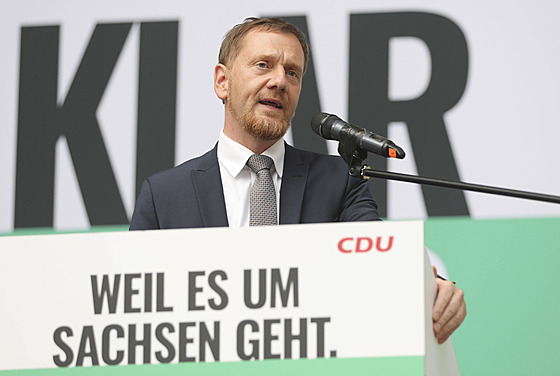 Saský premiér Michael Kretschmer (CDU) v Drá��anech (26. srpna 2024)