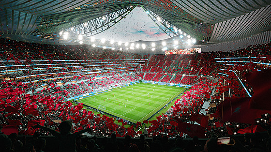 Vizualizace budoucího nejv�t�ího fotbalového stadionu na sv�t�, marockého...