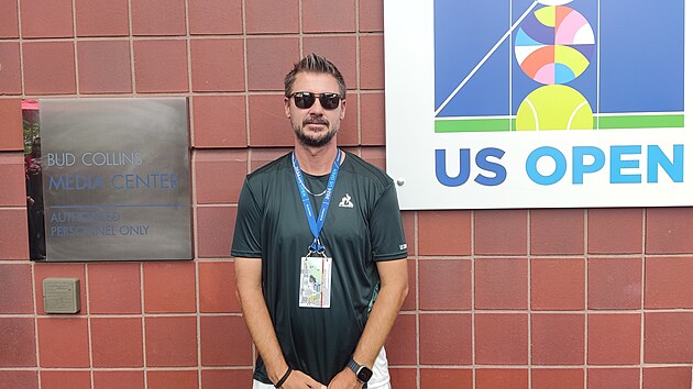 Michal Navr�til, tren�r Ji��ho Lehe�ky, na US Open