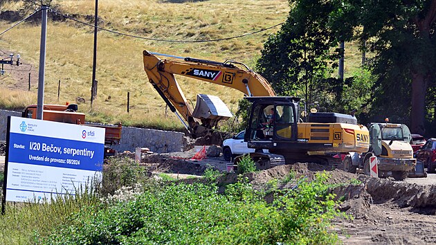 Narovnvn serpentin u Beova nad Teplou na silnici I/20 mezi Karlovmi Vary a Plzn (14. srpna 2024)