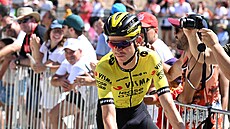Sepp Kuss v cílovém prostoru sedmé etapy.