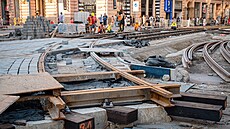 P�i rekonstrukci tramvajové trat� na Václavském nám�stí odhalili d�lníci staré...