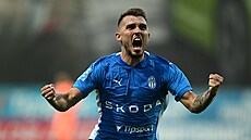 Mladoboleslavský Tomá Ladra slaví vyrovnávací gól proti Paksi.