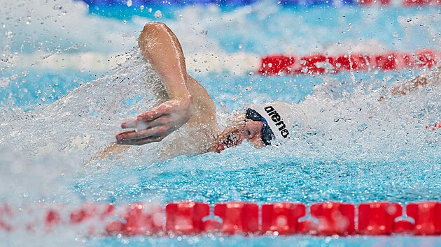 David Kratochv�l ve fin�le na 50 metr� voln�m zp�sobem na paralympijsk�ch hr�ch.