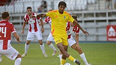 Justin Araujo-Wilson z Jihlavy b�hem zápasu s Viktorií �i�kov.