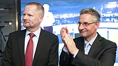 Petr Fiala a Jan Zahradil na snímku z roku 2014 p�i volbách do EU z roku 2014.