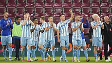 Plzeská radost po postupu pes Hearts do základní skupiny Evropské ligy.