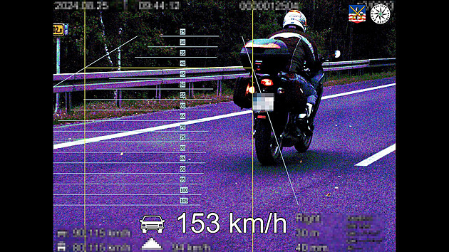 Motorkář prosvištěl kolem policejního auta rychlostí 153 km/h, přišel o řidičák