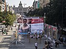 Václavské nám�stí zaplnily vizuály hnutí SPD.