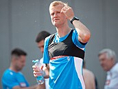 Sparansk obrnce Jaroslav Zelen na trninku fotbalov reprezentace.