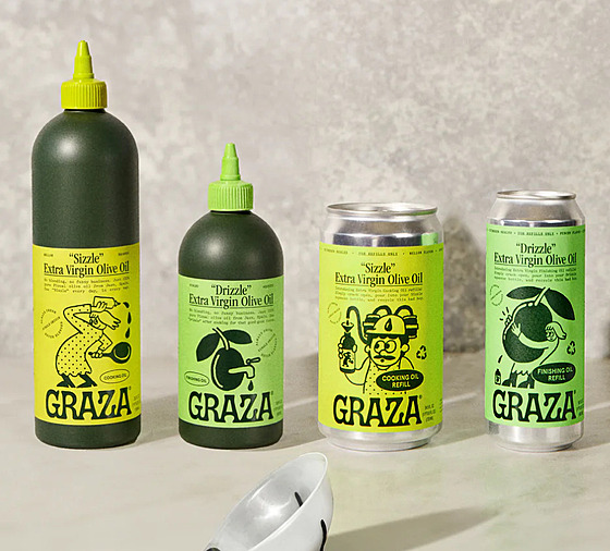 Krom� inovativních obal� olivového oleje balených do plastu (vlevo) za�ala...