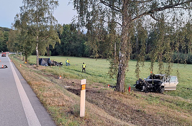 Devatenáctiletý řidič nepřežil čelní střet, auta skončila sešrotovaná v poli