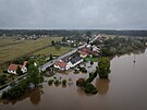 Na snmku obec Majdalena na Tebosku a eka Lunice (15. z 2024)