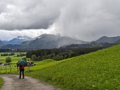 Deové mraky v Alpách nad pohoím Allgau nedaleko Oberstdorfu. Nmecká...