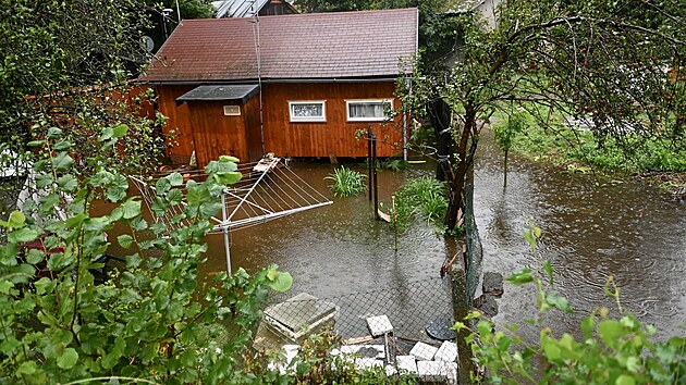 Rozvodnn eka Doubrava v Blku na Havlkobrodsku. (15. 9. 2024)