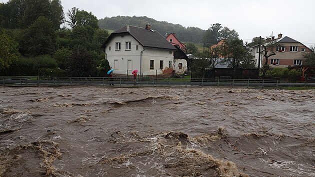 �eskou republiku zas�hly extr�mn� de�t�. Na sn�mku obec P�se�n�. (14. z��� 2024)