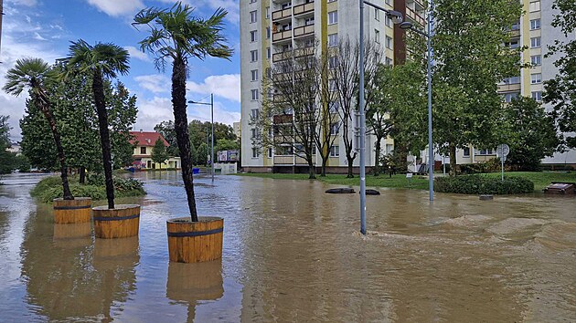 Povodov situace v nedli dopoledne v Opav. (15. z 2024)