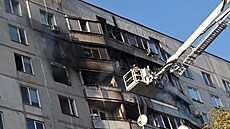 Následky ruského útoku navád�nými bombami KAB na Charkov (15. zá�í 2024)