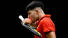 Carlos Alcaraz na Davis Cupu ve Valencii.