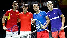 Marcel Granollers, Carlos Alcaraz, Adam Pavlásek, Jakub Meník ped zaátkem...