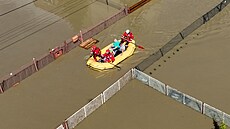 Pohled z dronu na povod�ovou situaci v m�stské �ásti Ostrava-Koblov (15. zá�í...