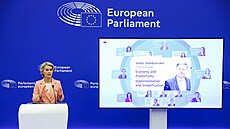 Ursula von der Leyenová oznamuje nové slo�ení Evropské komise. (17. zá�í 2024)